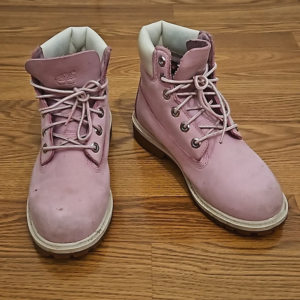Junior Pink Timberland Leather Boots/ 4.5